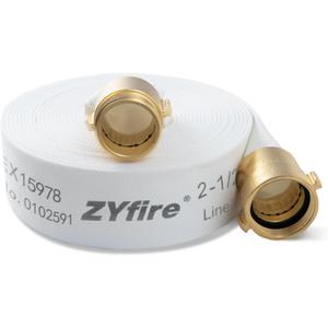 ZYfire Fire Hose - 2-1/2" ID x 25 FT Single Jacket TPU Firefighter Hose with NPSH Brass Couplings 750 PSI Burst Pressure Lightweight for Use in Firefighting