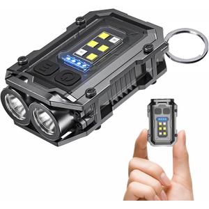 Clip on Flashlight Rechargeable Mini EDC Keychain Flashlight, Compact Pocket COB Light for Night Working, Running, Walking, Camping, Fishing, Hiking, Dog, USB C Charging Warning Flash Light