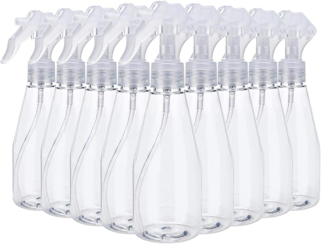 Suwimut 9 Pieces Plastic Spray Bottle, Empty Small 7oz/200ml Clear Spray Bottles, Fine Mist Plastic Refillable Trigger Sprayer for Cleaning Solutions, Hair Care, Essential Oils, Watering Plants