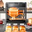 KBS Premium 2LB Convection Bread Maker Dual Heaters, 710W Stainless Steel 17-in-1 Bread Machine Healthy Ceramic Pan, Nut Dispenser,Touch Panel, 3 Loaf Sizes 3 Crust Colors, 15H Timer,Low Noise,Recipes, Black