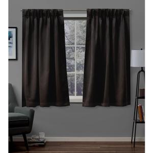 EXCLUSIVE HOME Sateen Twill Woven Room Darkening Blackout Pinch Pleat/Hidden Tab Top Curtain Panel Pair, 63" Length, Espresso