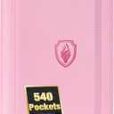 Premium 9 Pocket Card Binder for 540 Cards, Fabmaker PU Cover Trading Card Binder, Sturdy Card Collection Album, Sleek Card Holder Folders for Game Cards & Sports Cards, Pink