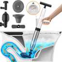 Toilet Plunger, Drain Clog Remover, High-Pressure Air Drain Blaster with Real-Time Barometer Powerful Drain Snake Sink Plunger Plumbing Tools, Plungers for Bathroom, Sink, Floor, Kitchen Clogged (White)