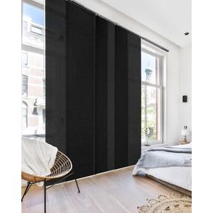 GoDear Design Cordless Sliding Panel Vertical Blinds for Window, Sliding Glass Doors, Room Dividers, Adjustable Track Width 45.8"- 86",Trimmable Panel Height Up to 96", Semi-Sheer, Tulip Noir