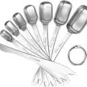 U-Taste Narrow Square Measuring Spoons: 18/8 Stainless Steel Kitchen Measure Teaspoon Tablespoon with Leveler, Polygon Rectangular Metal Jar Scoop for Baking Cooking, Coffee, Spice, Powder (Set of 8)