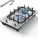 Gas Stove 2 Burner, Propane Cooktop 12 inch, Nafewin Portable Gas Cooktop Stainless Steel Stove Burner with Thermocouple Protection, Lpg/Ng Dual Fuel Built-in Hob for Apartments, Outdoor, Rvs