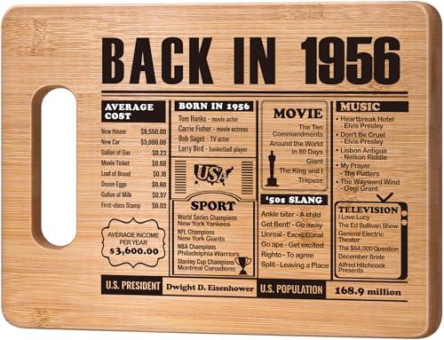 70th Birthday Gifts for Women Men,70 Year Old Birthday Gifts Woman Man,70 Years Gifts for Dad Mom Grandparents Wedding Anniversary,Back In 1956 70s Birthday Decorations Engraved Bamboo Cutting Board