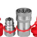 3/8" Ag ISO 5675 Hydraulic Quick Connect Couplers with Dust Caps,Pioneer Style Hydraulic Coupler,3/8" NPT Thread + 3/8" ISO 5675 Body