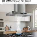 IKTCH Upgrated 30 inch Island Mount Range Hood, 900 CFM Ducted Range Hood with 4 Speed Fan, Stainless Steel with Gesture Sensing & Touch Control Making life Smarter IKIS02-30