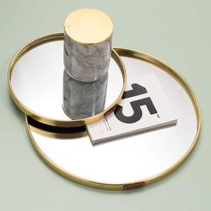 Perfum Trays,Gold Mirror Tray,Vanity Decorative Tray,Non Slip Hexagonal Perfume Organizer for Jewelry,Bathroom,Coffee Table (Round)