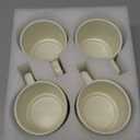 Stackable Coffee Mugs Set of 4, 7 OZ Espresso Ceramics Cups for Latte Cappuccino Cocoa with Handle, Beige (White)