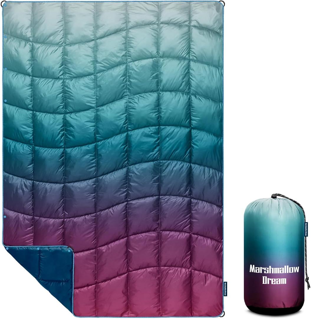 Camping Blanket,MINI Puffy Blanket Down Alternative Blanket Lightweight Windproof Water Resistant for Outdoors,Hiking, Backpacking,Beach,Car,Picnic,Stadium (kids, Grad Purple)