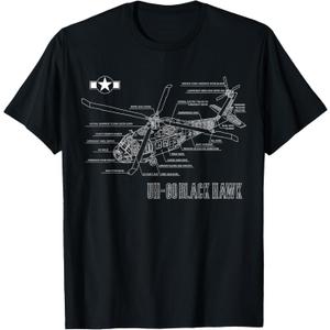 American Military Aircraft UH 60 Black Hawk Helicopter T-Shirt (Small)