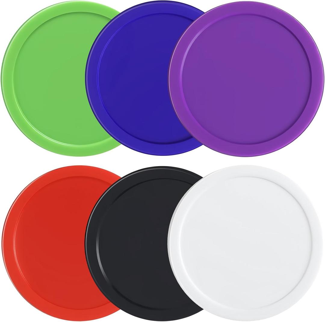 Coopay 3 1/4 Inches Air Hockey Pucks 6 Pack Full Size Heavy Replacement Pucks for Game Tables Equipment Accessories (Red, Green, Blue, Black, White, Purple)