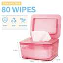 Wipes Dispenser, One-Handed Operation Wipe Holder for Baby & Adult, Seal-Designed Wipes Container for Bathroom Keep Diaper Wipes Fresh (Pink)