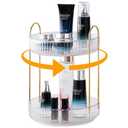 Makeup Organizer for Vanity, 360° Rotating Bathroom Organizer Countertop, High-Capacity Skincare Organizer, Spinning Cosmetics Organizer for Dresser Countertop (2 Tiers, Clear)