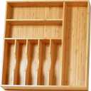 Umilife Large Kitchen Drawer Organizer, 19"x20" Silverware Utensils Organizer, 2.5" High for Large Deep Drawers, Bamboo Flatware Holder with Thick Frames, Sturdy Kitchen Organization Tray