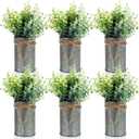 6 Sets Artificial Eucalyptus in Galvanized Pots, Farmhouse Table Decor, Rustic Table Centerpiece, Plants Eucalyptus Leaves for Wedding Home Office Farmhouse(Iron)