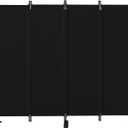 GOJOOASIS Room Divider 4 Panel Folding Privacy Screen, Portable Small Room Dividers Partition 88" Wall Dividers for Room Separation Upgrated Seamless Accordion Room Divider (Black, Type A)