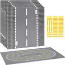 6 Pack Road Base Plates for Building, Compatible with Lego Classic Bricks, 10 x 10 Baseplates Fits for Lego Roads, Road Base Plates for City Sets (Attached DIY Stickers)