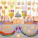 110PCS Groovy Party Favors Set Retro Hippie Birthday Decorations Supplies Gift Bags Hippie Boho Party Favors Boho Themed Birthday Party Shower Classroom Rewards