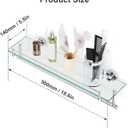20-Inch Floating Tempered Glass Bathroom Shelf with Towel Bar - Chrome Polished & Stainless Steel, Wall Mount