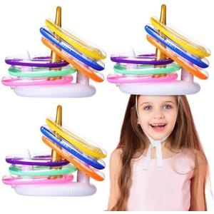 RoundFunny Unicorn Party Games with 1 Unicorn and 6 Heart Rings Inflatable Ring Toss Game Set Multicolor Toss for Party Outdoor Game Favors Birthday 1 Set