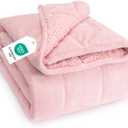 Topblan Sherpa Fleece Weighted Blanket 20lbs, Uniformed Color with Fuzzy Fleece and Shaggy Sherpa to Help with Better Sleep, 60x80 inches, Pink