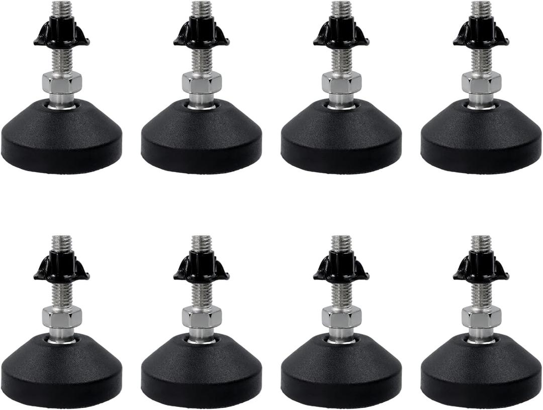 Antrader M8 Thread Leveling Feet with T-Nut, Adjustable Swivel Furniture Levelers,Anti Skid Reinforced Rubber Feet for Table, Sofa, Cabinet, Workbench(D50 x M8 x H30,8pcs)