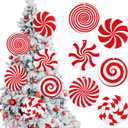 Shellwei 6 Pcs 9.9 Inch Large Christmas Candy Ornaments Red White Peppermint Lollipop Christmas Picks Xmas Tree Decorations for Xmas Tree Topper Holiday Party Decor