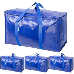 TICONN 3 Pack Extra Large Moving Bags with Zippers & Carrying Handles, Heavy-Duty Storage Tote Moving Boxes for Space Saving (3 PK, 18 Gallon)