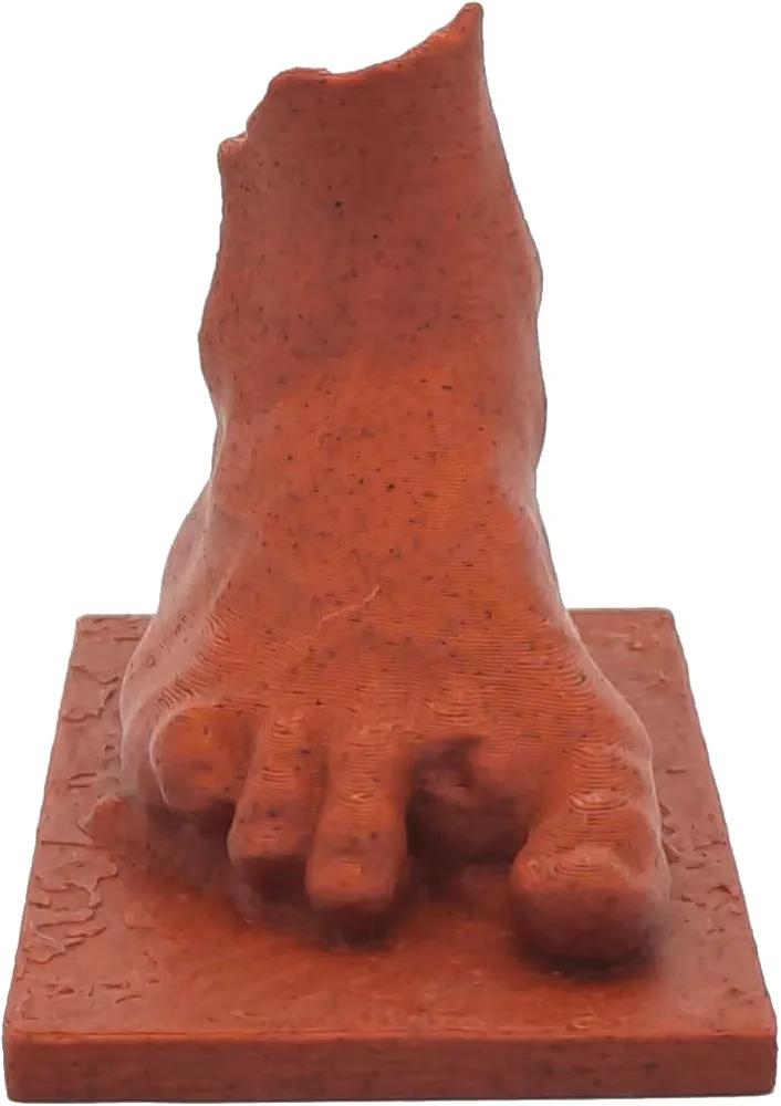 Right Foot Figurine of Four Toes, Greek Mythology Decor with Red Granite-Like Texture Finish, Paint-It-Yourself Figurine, 2.4 inches Tall