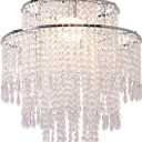 3 Tiers Acrylic Chandeliers lamp Shade, Acrylic Beaded Chandelier,Pendant Ceiling Light Shade for Wedding Bedroom Hallway Bathroom - Diameter 13.7''*H17.7''