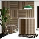 4 Pcs Wood Slat Acoustic Panels, 3D Fluted Wood Panel Sound Absorbing Panel for Wall and Ceiling, Decorative Sound Proof Panels (Walnut, 4pcs - 23.6 X 23.6 in)