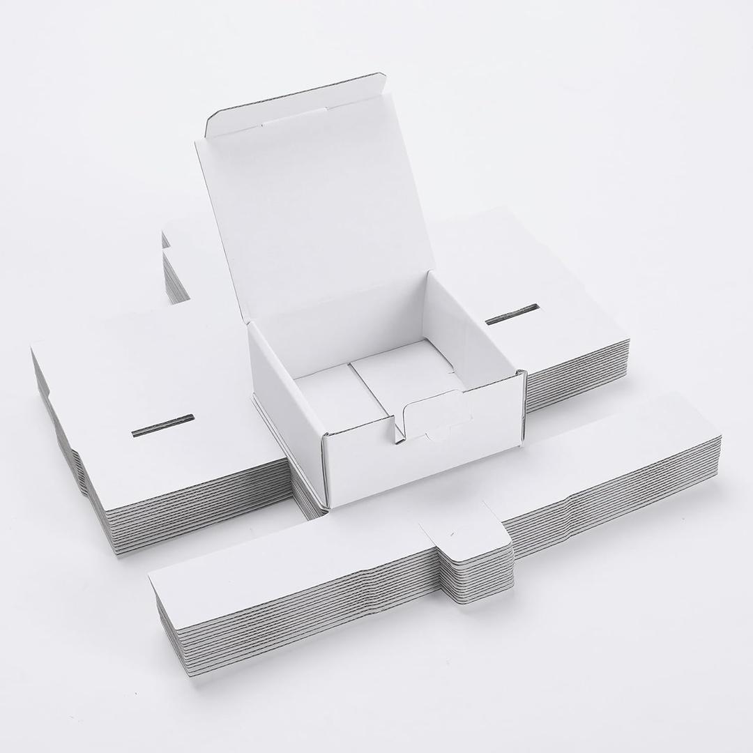 Small Shipping Boxes 3.5x3.3x1.6 Inches, 10-Pack White Corrugated Cardboard Gift Boxes for Mailing, Packaging & Storage