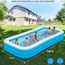 Large Inflatable Swimming Pool - GISAEV 145" x 74" x 22" Oversized Family Blow Up Pool for Adults & Kids, Sturdy Thickened Backyard Kiddie Pool, Easy Setup & Portable (145 Pale)