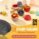 4 x 24 Pcs Mini Silicone Multi-shape Cake molds, 2.75 Inch 6 Shape, Valentines Flower Shape Baking Cups, Non-Stick, Reusable Flexible Baking Mold for Scones, Cakes, Bread, Jello, Muffins and Candies