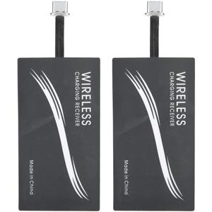 ASHATA 2Pcs Type C QI Charging Receiver Ultra Thin QI Receiver, Electromagnetic Induction 1000mA Fast Charging Receiver for All Type C Cell Phones