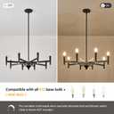 Black and Gold Modern Chandelier, Farmhouse Chandeliers for Dining Room Lighting Fixtures, Metal Hanging Pendant Light for Kitchen, Foyer, Bedroom, Living Room, Staircase, Entryway, 8-Light