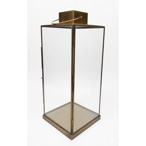 Serene Spaces Living Small Square Gold Lantern, Ideal for Wedding Reception, Event, Patio, Garden, Home, Sold Individually, with Glass