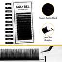 3 x KOLYBEL Classic Lash Extensions 0.15 C CC D DD J B L Curl 8-16mm Mixed Lash Trays Premium Silk Eyelash Extensions Matte Dark Lash Extension for Professional Salon Use (0.15-D-8-16mm)
