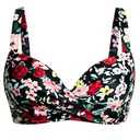 Aqua Eve Women Underwire Bikini Top - Push Up Swimsuit Top Bra Padded Bathing Suit 2025 Twist Front Swimwear Black Flower M