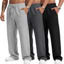 3 Pack Men's Big and Tall Sweatpants Athletic Open Bottom Drawstring Lounge Pants Plus Size Joggers with Pockets (5X-Large, Light Gray, Dark Gray, Black)