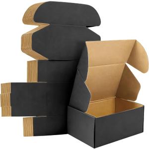 12x9x4 inches Shipping Boxes Set of 20, Small Corrugated Cardboard Box, Literature Mailer, Gift Boxes (Black, 12x9x4)