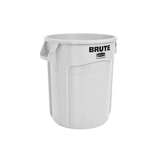 Rubbermaid Commercial Products Brute Trash Can, White, 10-Gallon | Heavy-Duty Round Garbage Can, Vented Container, Outdoor Waste Container for Landscapers/Construction/Restaurants/Warehouses