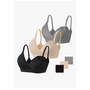 Vinfact 3 Pack Nursing Bras for Breastfeeding Seamless V Neck Maternity Bra Women Pregnancy Breastfeeding Bra, Size XXL