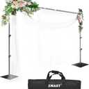 EMART Backdrop Stand, 10x10ft Width Adjustable Photography Background Support Poles with Heavy Duty Flat Base, Photo Metal Steel Pipe and Drape Frame Kit for Parties Birthday Wedding - Black