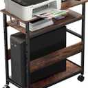 Computer Tower and Printer Stand, Height Adjustable Computer Tower Stand, 3-Tier PC Holder, PC Stands for Floor, Printer Stands with Wheel, Suit Tower Smaller Than 9" D x 19.7" W x 18.8" H
