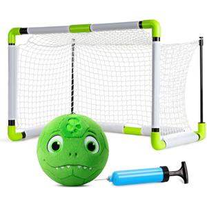 Toddler Toy Soccer Goals for Backyard Indoor with Soft Plush Dinosaur Ball, Mini Soccer Nets and Ball Set for Kids(Pump Include)