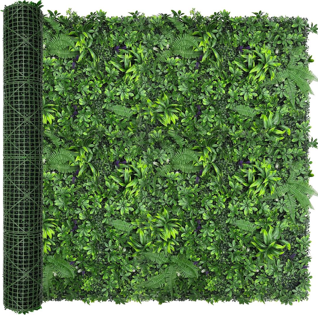 Greenery Faux Grass Wall Backdrop: 80"x120" (67 SQFT) UV-Anti Artificial Green Boxwood Panel for Patio Balcony Privacy & Ivy Fence Covering Privacy, Garden, Backyard Wall Backdrop Decor